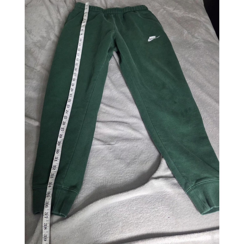 Nike Pants Mens Small Green Fleece Joggers Sweatpants Cuffed Swoosh Logo Casual - Picture 9 of 14
